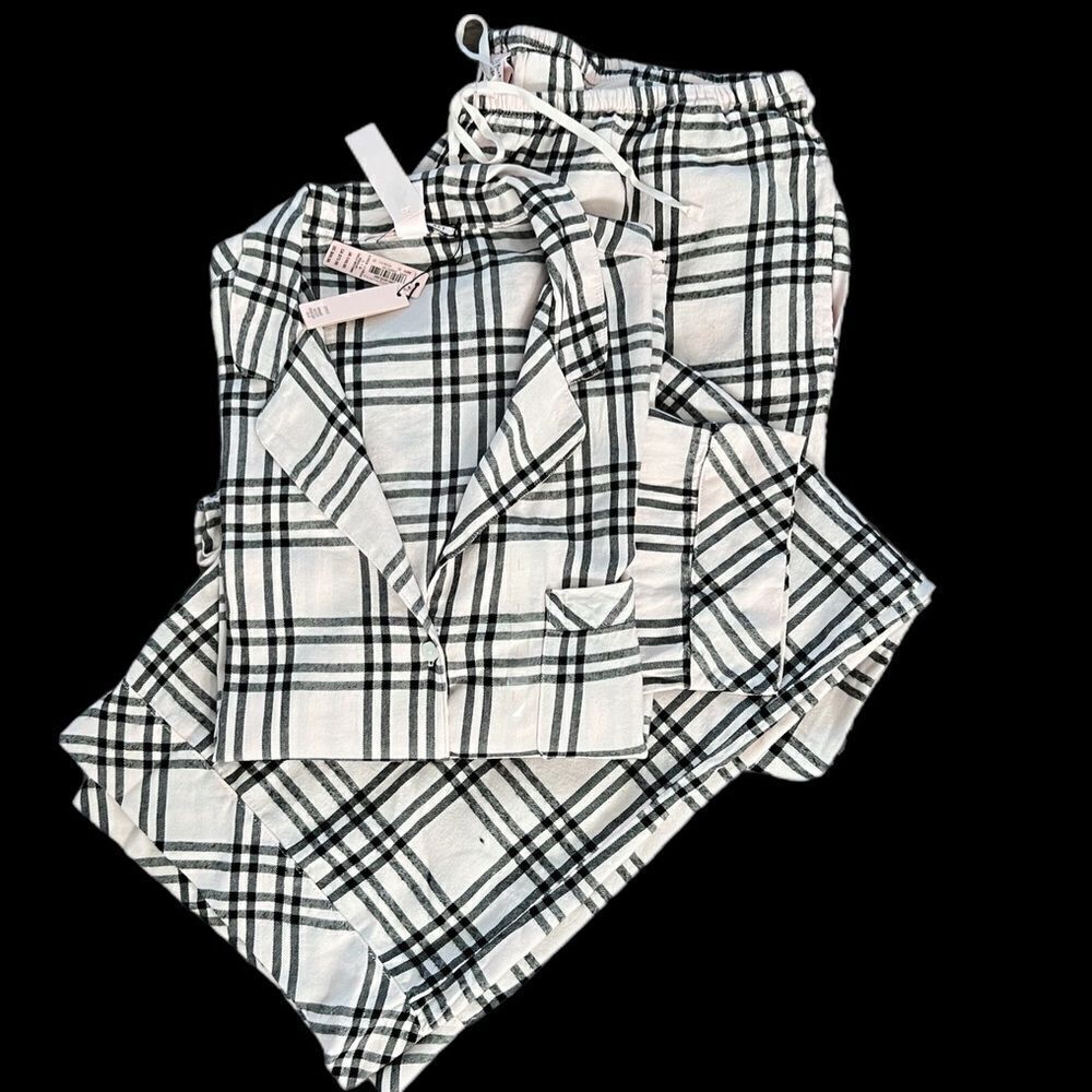 Victoria’s Secret Soft Cotton Flannel long sleeve pajama Set pink plaid Large R